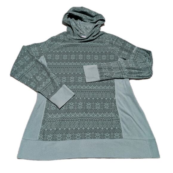 Columbia Hoodie Women's XL Green Artic Air Printed Pullover Sweatshirt - Picture 1 of 5